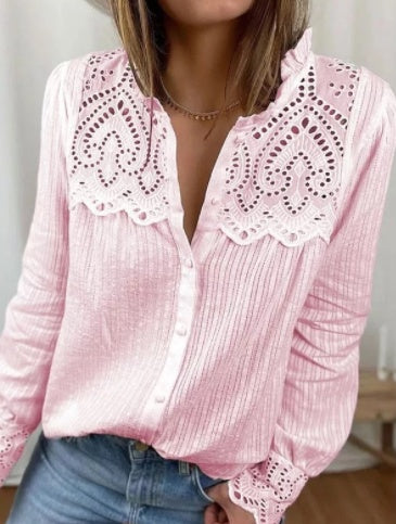 Chemisier Femme Nouvel Automne à Broderie Dentelle
