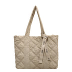 Winter Tote Bag For Women Sewing Rhombus Shoulder Bag High Capacity Commuting Shopping Bag Personalized Handbags