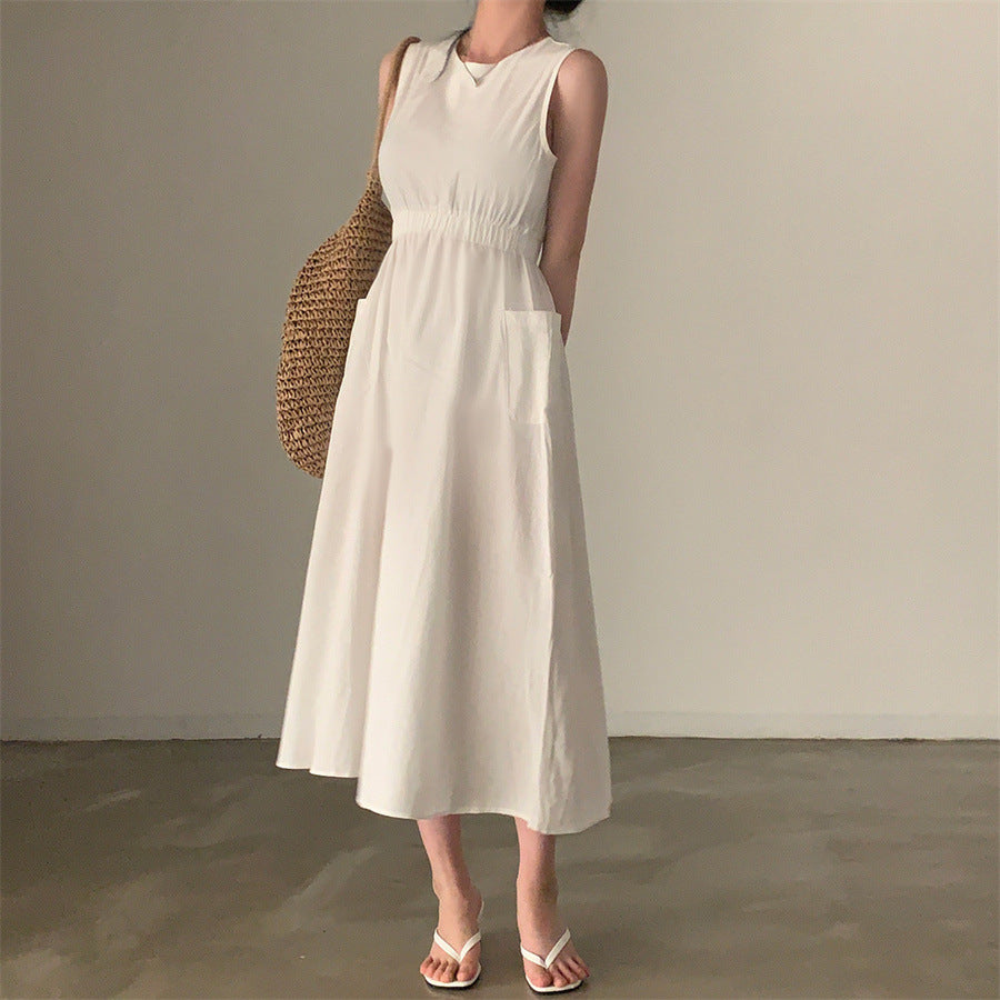 Robe sans manches à poches pour femme