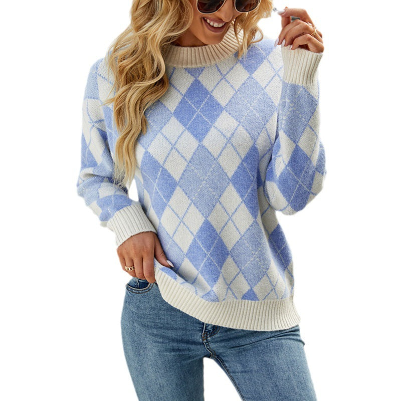 Pull décontracté pour femme en diamant lâche Amazon