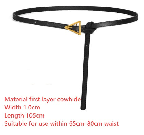 Ceinture fine en cuir décorative triangulaire pour femmes