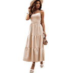 Nouvelle robe à bretelles unie pour femme
