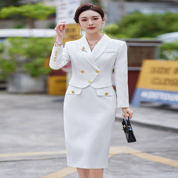Nouveau blazer blanc formel décontracté pour femme