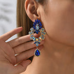 Boucles d'oreilles pendantes de luxe en strass larmées, grandes boucles d'oreilles élégantes tendance, bijoux de déclaration pour femmes, accessoires de fête, de bal et de mariage.