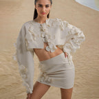 Wafer Stitching High-grade Skirt Suit Temperament Wild Two-piece Set