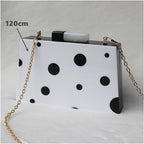 Sac de soirée Sac de mariage Pochette à pois noirs et blancs Nouvelle mode européenne et américaine