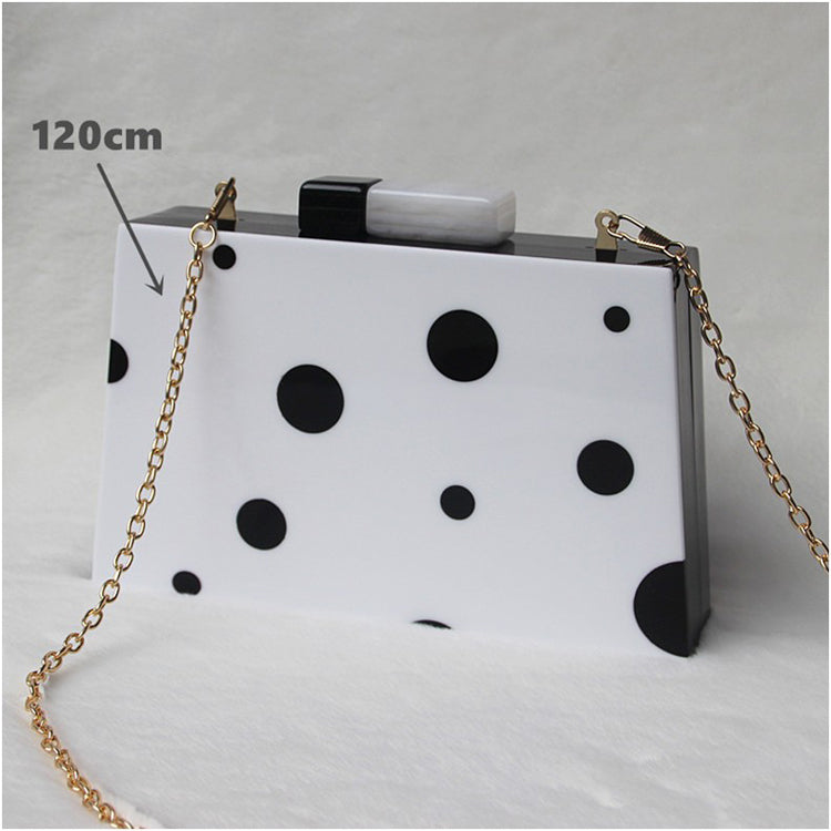 Sac de soirée Sac de mariage Pochette à pois noirs et blancs Nouvelle mode européenne et américaine