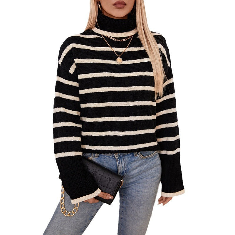 Pull-over tricoté Col roulé Automne Hiver Femme