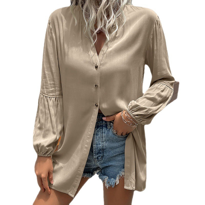 Robe chemise décontractée ample à boutonnage simple pour femme