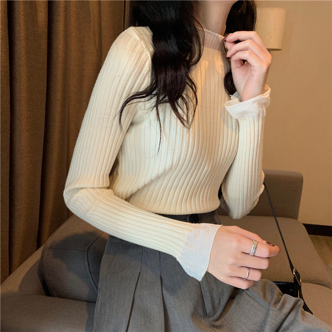 Pull en maille évasé à manches pour femmes Main Image