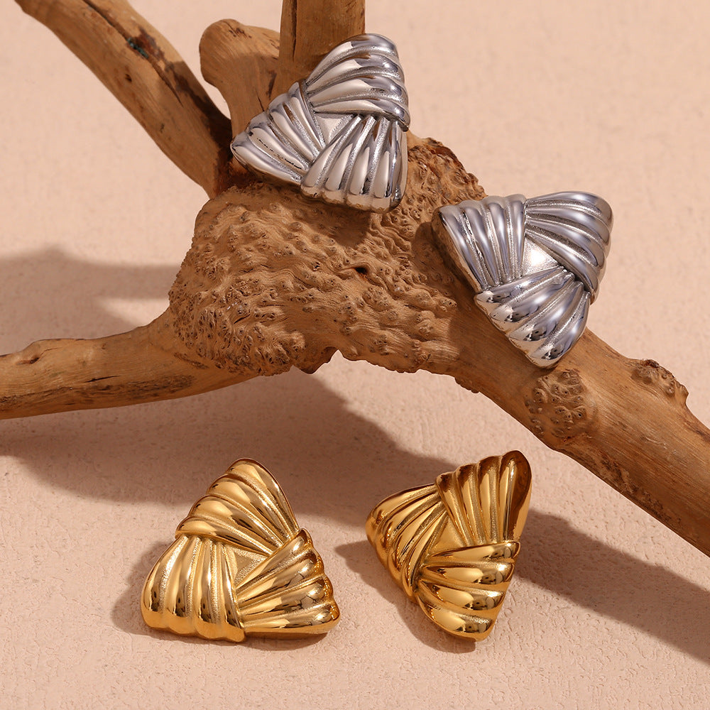 Boucles d'oreilles clous triangulaires en or 18 carats, style niche Ins, rétro, pour femmes, bijoux