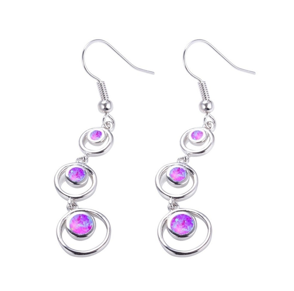 Boucles d'oreilles HAIMIS en opale de feu bleue, grande vente, pour femmes, bijoux fantaisie - Cœur, boîte cadeau offerte