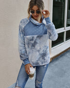 Pull molletonné tie-dye femme avec coutures décoratives