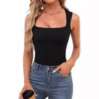 Débardeur côtelé à encolure carrée Vêtements Femme