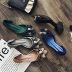 Chaussures à talons épais en gelée givrée avec nœud papillon