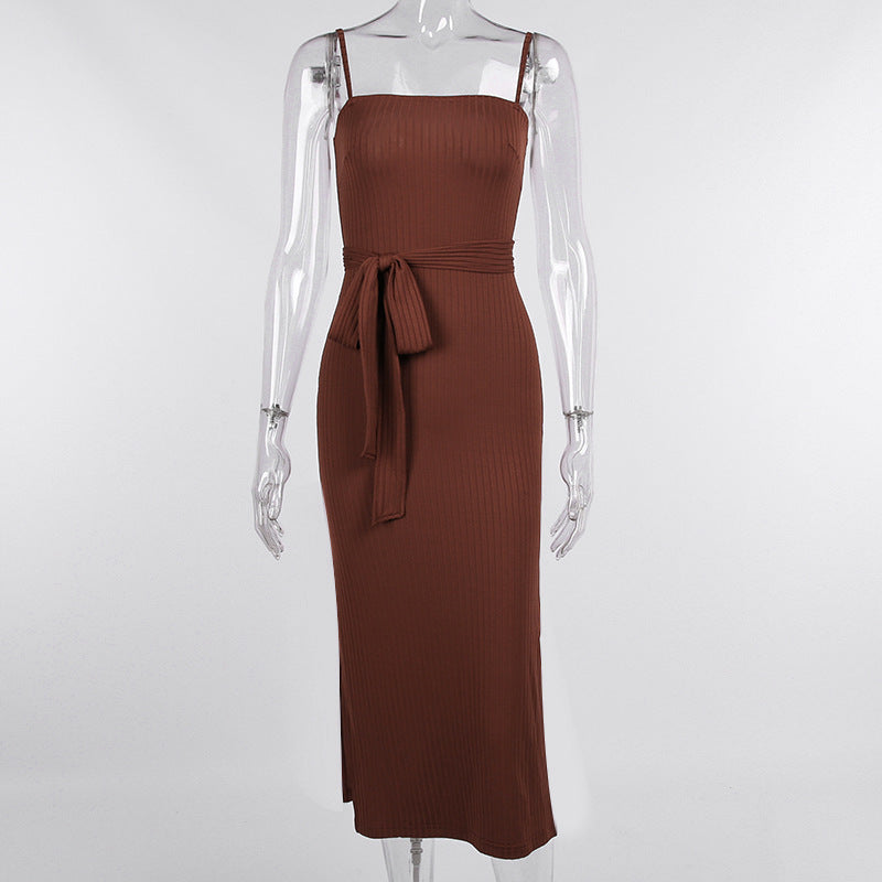 Robe caraco ample et fendue pour femme