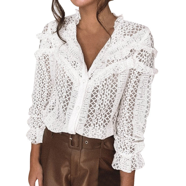 Nouvelle Chemise Femme Sexy En Dentelle Découpée Main Image