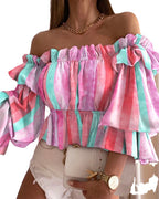 Chemisier court femme sexy tendance à manches longues et col, nouveau style d'été