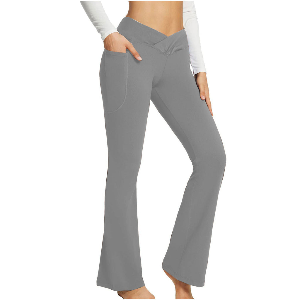 Pantalon de yoga à jambes larges, taille haute et coupe ajustée pour femme