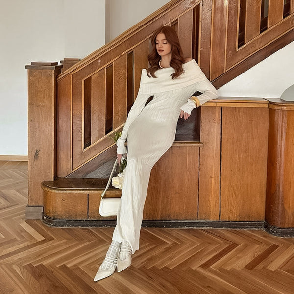 Robe sexy tricotée à épaules dénudées pour femmes