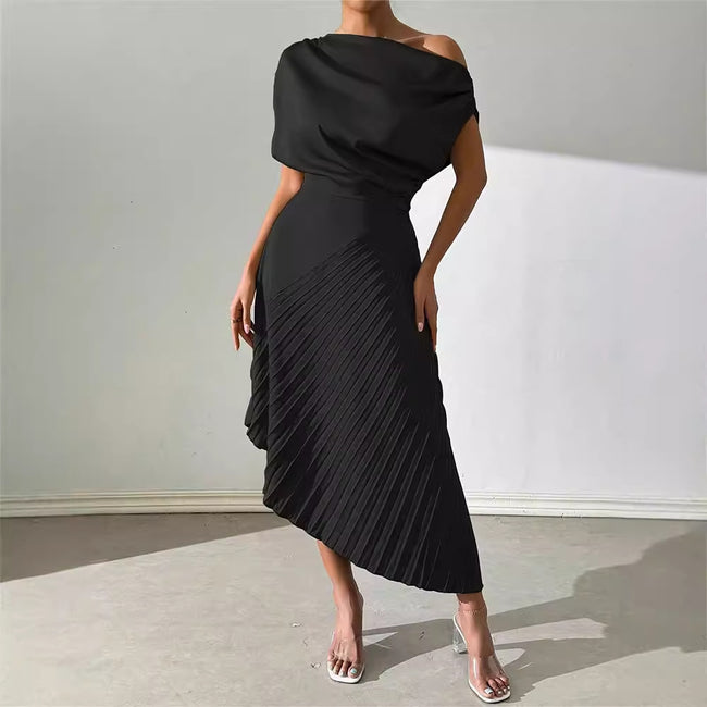 Robe Femme Asymétrique Volants Élégante Main Image