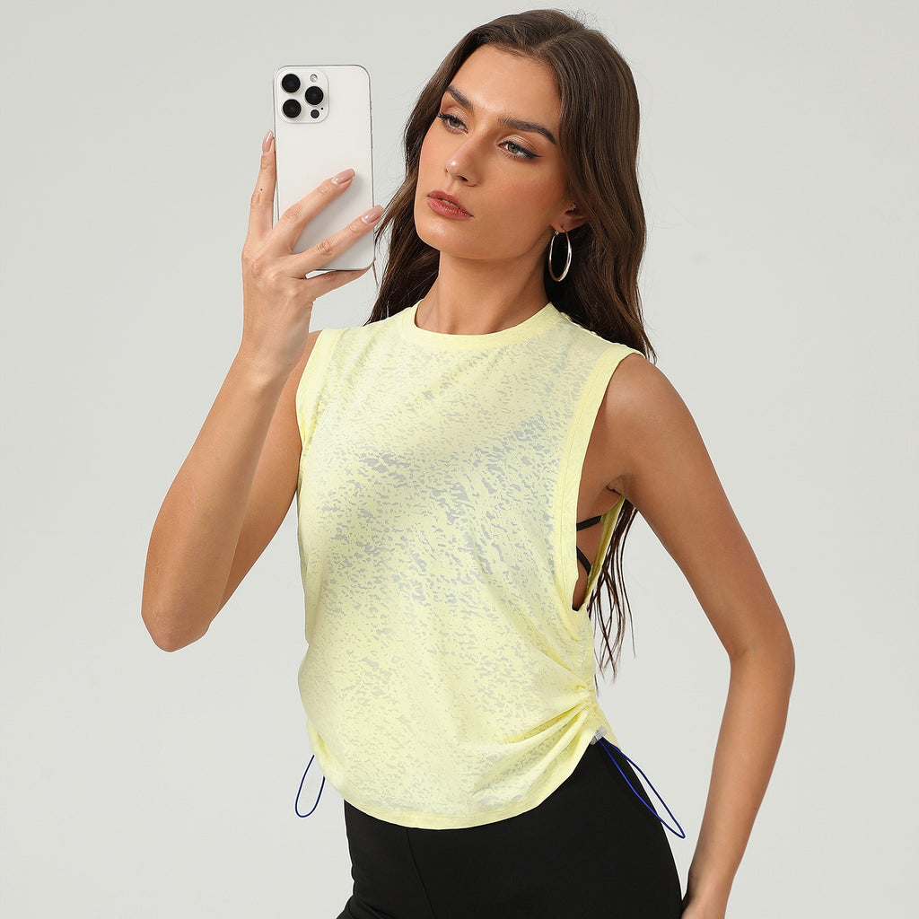 Nouveau Gilet de Sport en Jacquard pour Femme Débardeur sans Manches Respirant