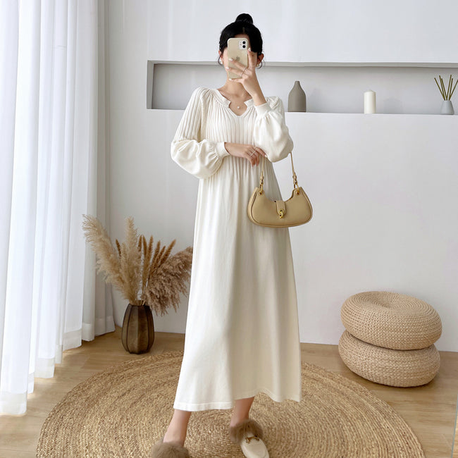 Robe longue pull au-dessus du genou pour femme, coupe ample, grande taille Main Image