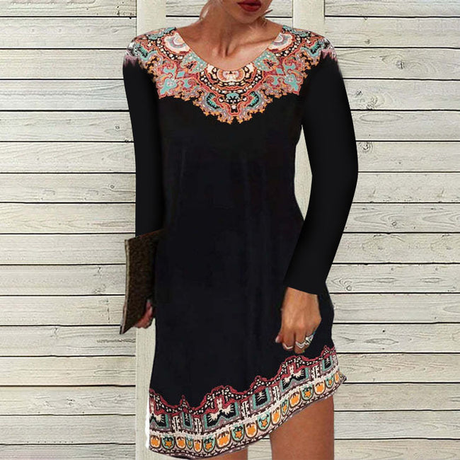 Robe imprimée femme automne et hiver Main Image