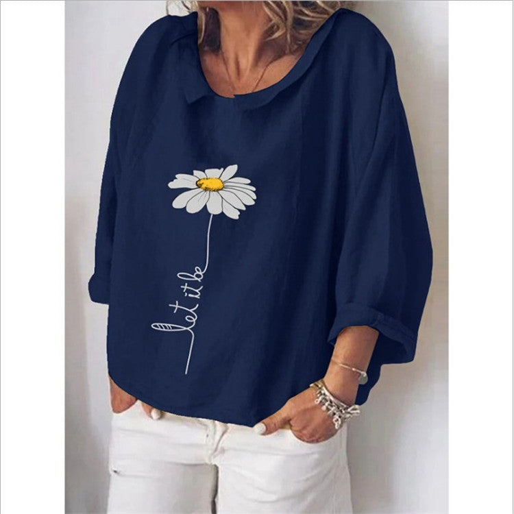 Chemise ample en lin à revers et manches longues pour femme