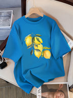 T-shirts à motif citron créatifs Femme décontracté doux hauts mode