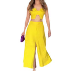 Tailleur-pantalon taille haute jambe large pour femme