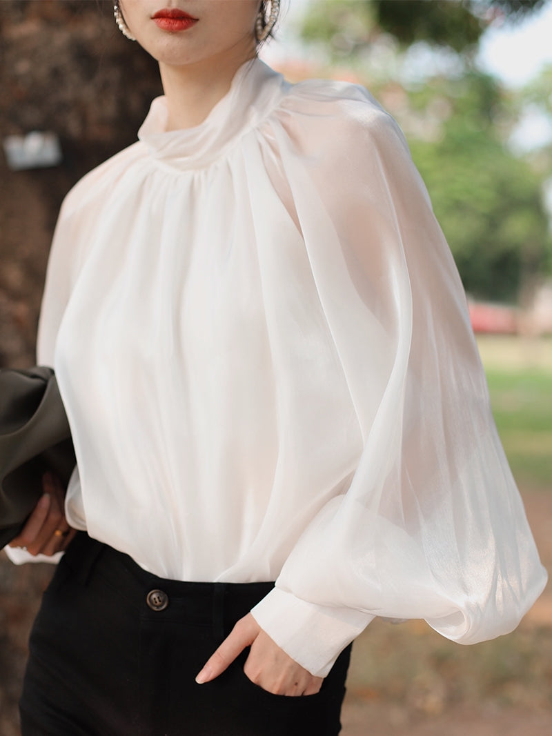 Chemisier en mousseline avec cravate, protection solaire, style occidental, petit haut pour femme