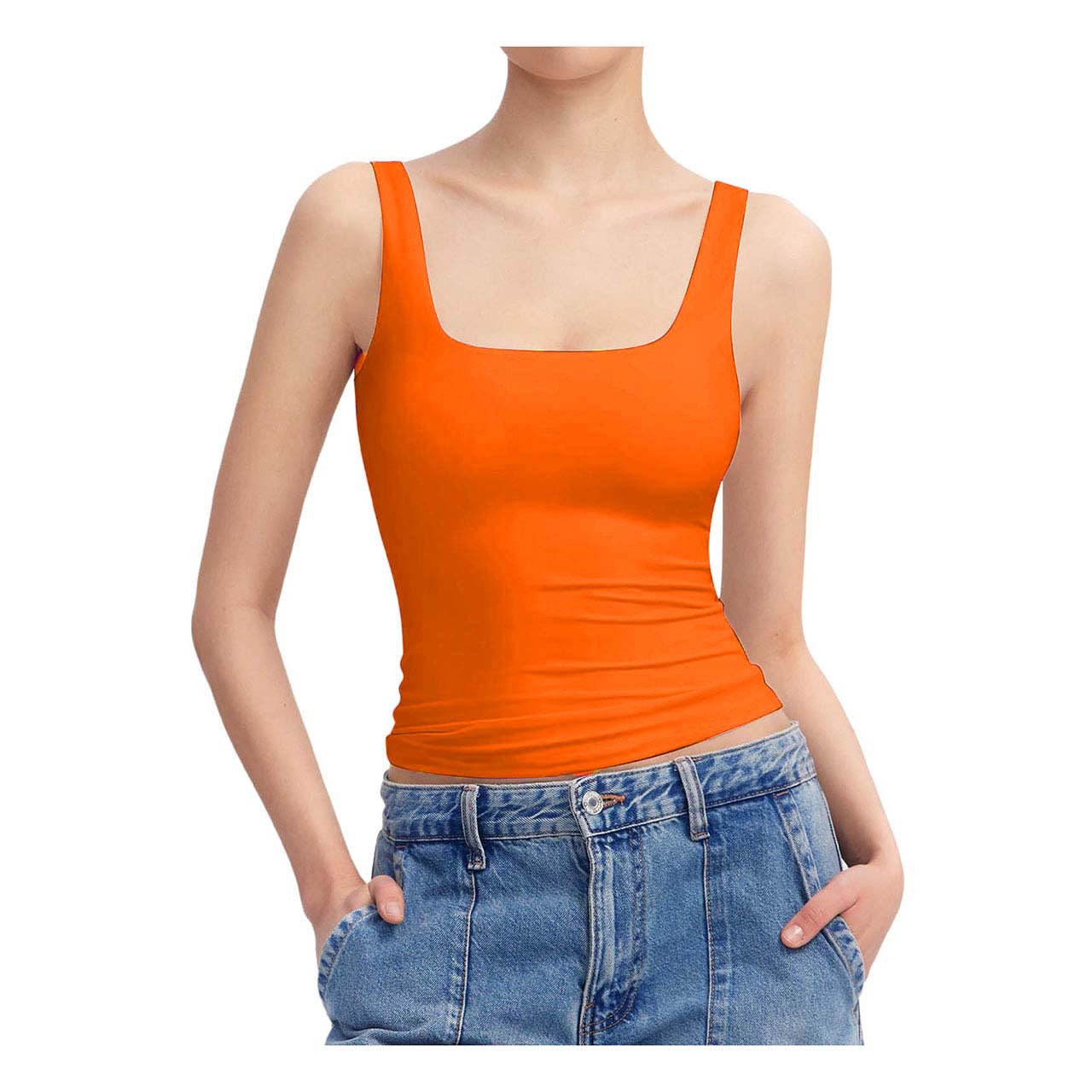 Gilet d'été sans manches à col carré pour femmes