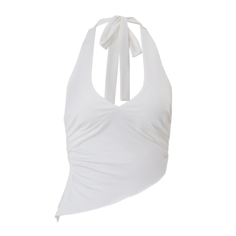 Débardeur asymétrique uni à bretelles licou pour femme