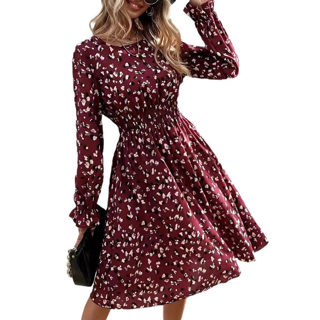 Robe longue imprimée à manches longues pour femmes