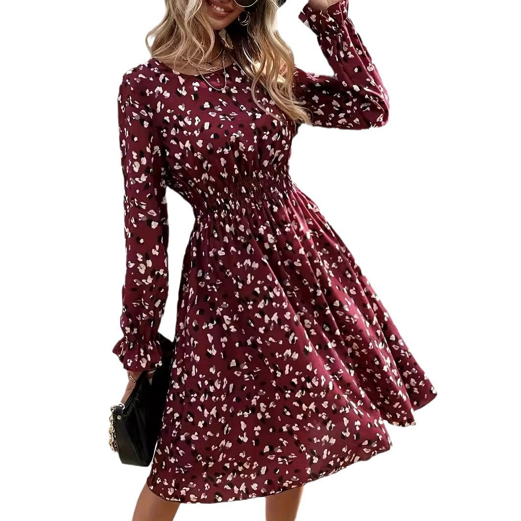 Robe longue imprimée à manches longues pour femmes