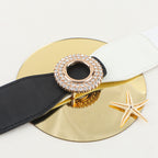 Nouvelle ceinture élastique incrustée de diamants et de strass pour femmes, ceinture de costume à boucle ronde simple pour jupe et chemise