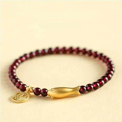 Bracelet gourde simple en grenat pour femmes