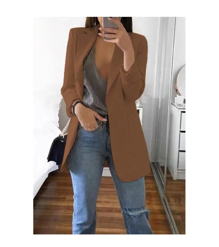 Blazer cardigan fin à revers élégant