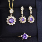 Ensemble de bagues, pendentifs et boucles d'oreilles grenat rouge pour femme