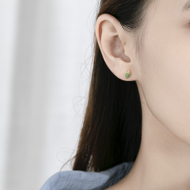 Boucles d'oreilles feuille émaillées Wanying Bijoux pour femmes