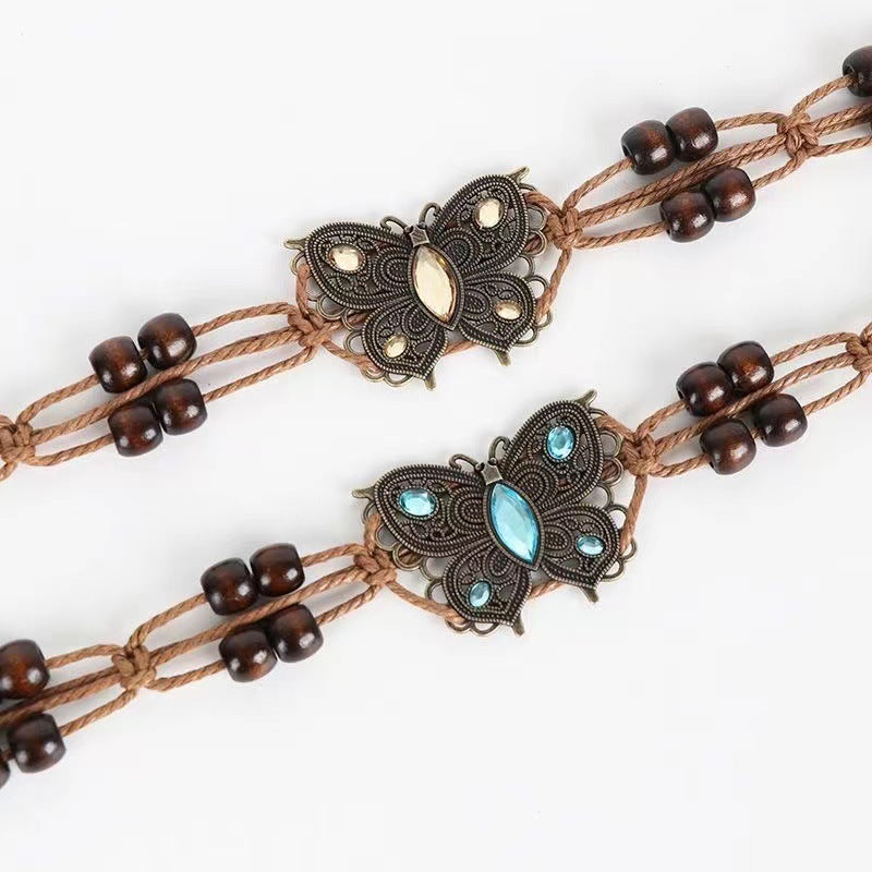 Ceinture tissée à la main de style ethnique rétro pour femme