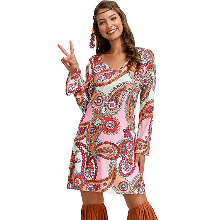 Robe imprimée hippie pour femme