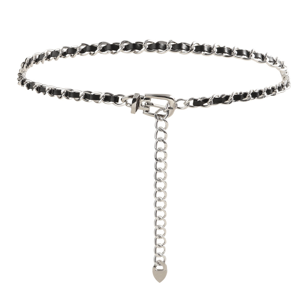 Chaîne de taille haute décontractée en métal pour femme Ceinture décorative polyvalente Chaîne fine avec costume de jupe Ceinture de corps