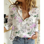 Chemise en lin et coton lavé à manches longues boutonnée pour femme