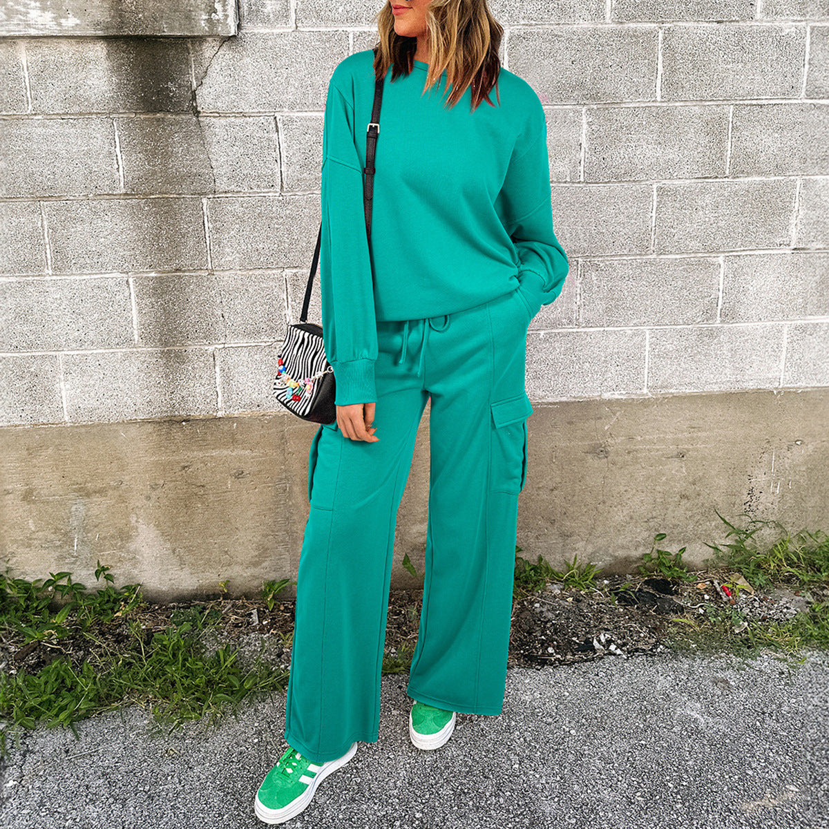 Ensemble pull et pantalon ample deux pièces pour femme