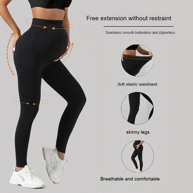 Pantalon de yoga sans couture pour femmes enceintes avec support ventral à porter à l'extérieur Main Image