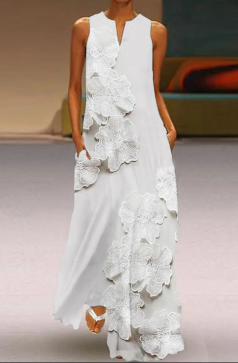 Robe longue femme imprimé peint mode