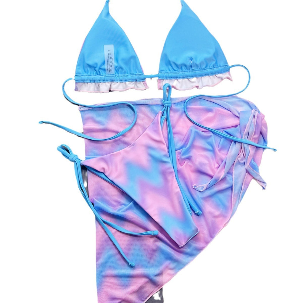 Maillot de bain bikini tie-dye fendu pour femme