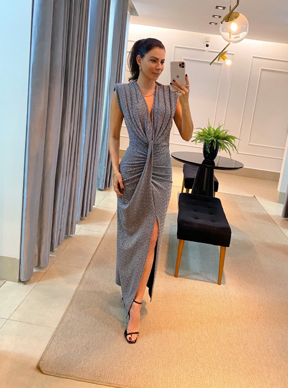 Robe plissée à la taille, style tempérament, pour femme